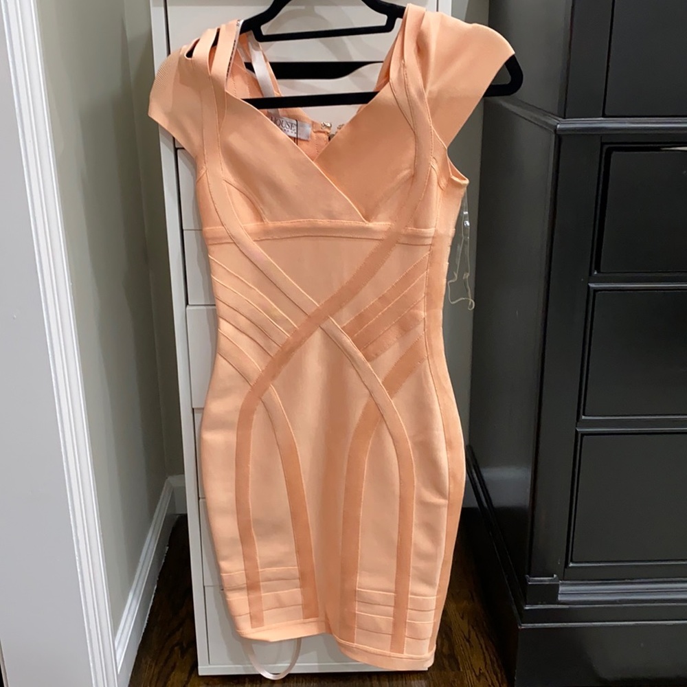 HOCB LIGHT ORANGE BANDAGE DRESS